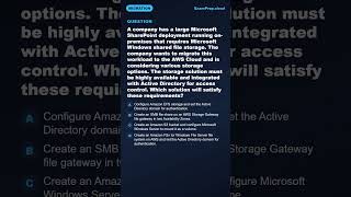 A company has a large Microsoft SharePoint deployment running on-premises... | AWS SAA-C03 #Shorts