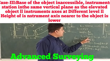 Case-III:Base of the object inaccessible, Height of is nstrument axis nearer to the object is lower