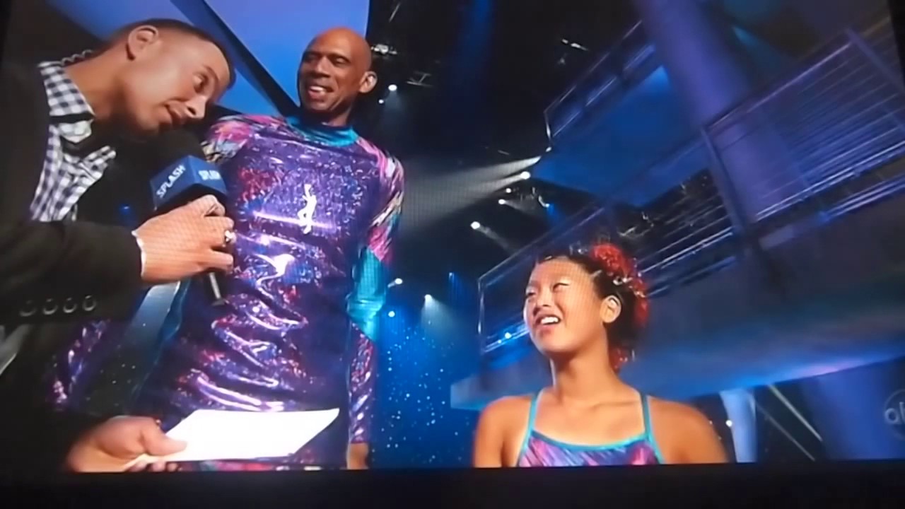 Michelle on "Splash" diving with Kareem Abdul Jabbar