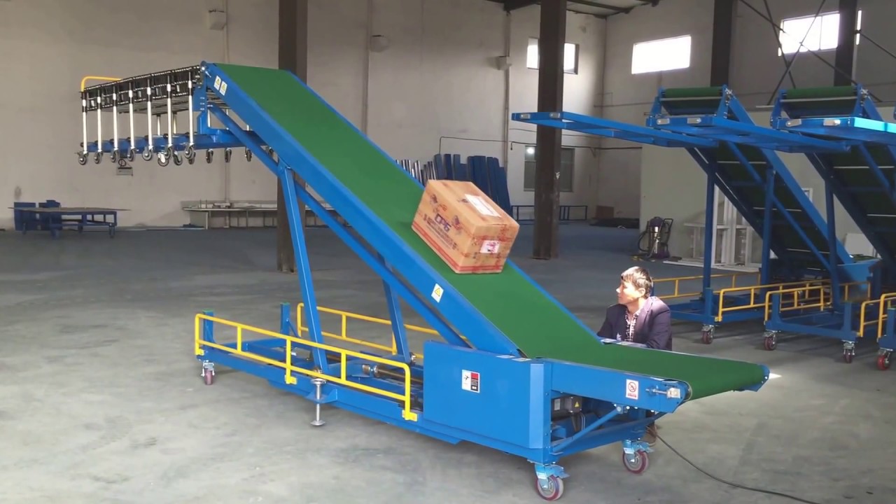 Băng tải chất hàng lên xe container, bang tai, băng tải Nâng hạ Trường Thọ