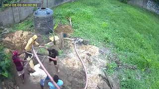 Manual Drilling Of Borehole Water In Nigeria, Captured By Cctv Solar Camera