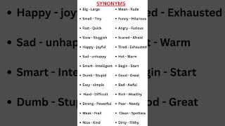 Synonyms part-1       #EnglishGrammar  #Shorts #shortsfeed  #synonyms