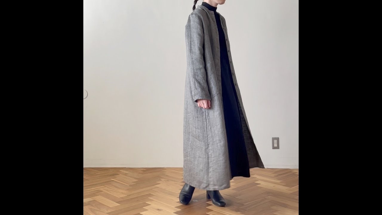 fog linen work リネンウール ヘリンボーン コートワンピース 【公式通販】