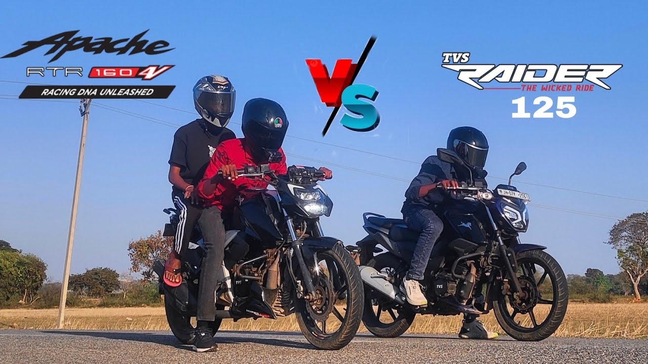 TVS Apache RTR 160 4v vs TVS Raider 125 Drag Race With Pillion 🔥Apache ...