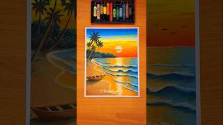 Drawing a sunset view using Greebel oil pastels, 12 pieces