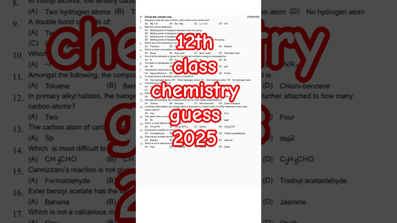 12th class chemistry guess 2025 | 2nd year chemistry guess 2025
