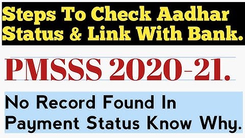 PMSSS/STEPS TO CHECK AADHAR ACTIVATION AND AADHAR BANK LINK/NO RECORDS FOUND IN PAYMENT/South Boy.