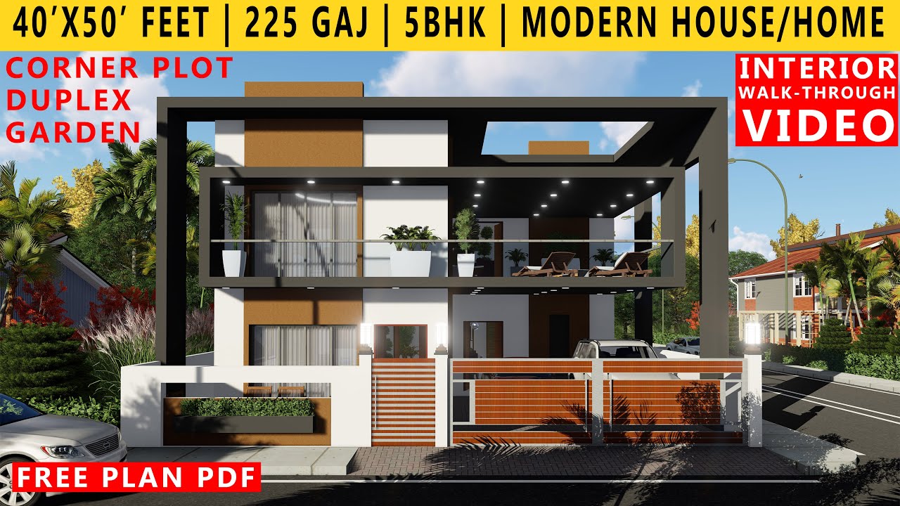 40' x 50' FEET MODERN HOUSE PLAN | 5BHK BUNGALOW  | 225 GAJ | 2000 SQFT | HOME DESIGN | DUPLEX 