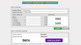 Student Marksheet Generator System Using HTML CSS JavaScript