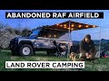 Land rover camping  an abandoned airfield