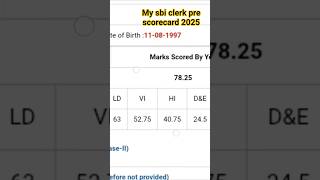 my sbi clerk pre scorecard 2025#sbiclerk #sbi #bankresult #bankexam