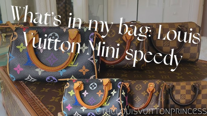 Sold at Auction: A Louis Vuitton Speedy Bag. LV canvas with brown leather  trim and handles. Lock with keys. Red textile interior. The top zip works  but is missing the puller. Please