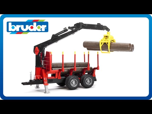 Bruder Toys Forestry Trailer with Crane, Grapple and 4 Logs #02252