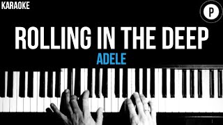 Adele - Rolling In The Deep Karaoke SLOWER Acoustic Piano Instrumental Cover Lyrics chords