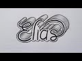 3d drawing calligraphy name elias on paper  how to draw easy art for beginners step by step