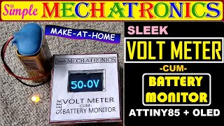 How to make digital VOLTMETER at home | battery monitor | upto 50 VDC | using ATTINY 85 | OLED |