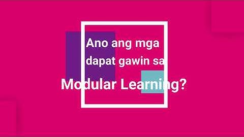 Modular Distance Learning (An Orientation to the Parents)