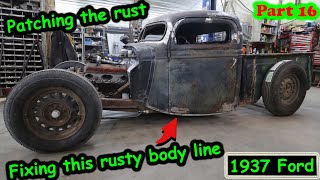 Rebuilding the lower body line and rust repair on the 1937 Ford hot rod Part 16