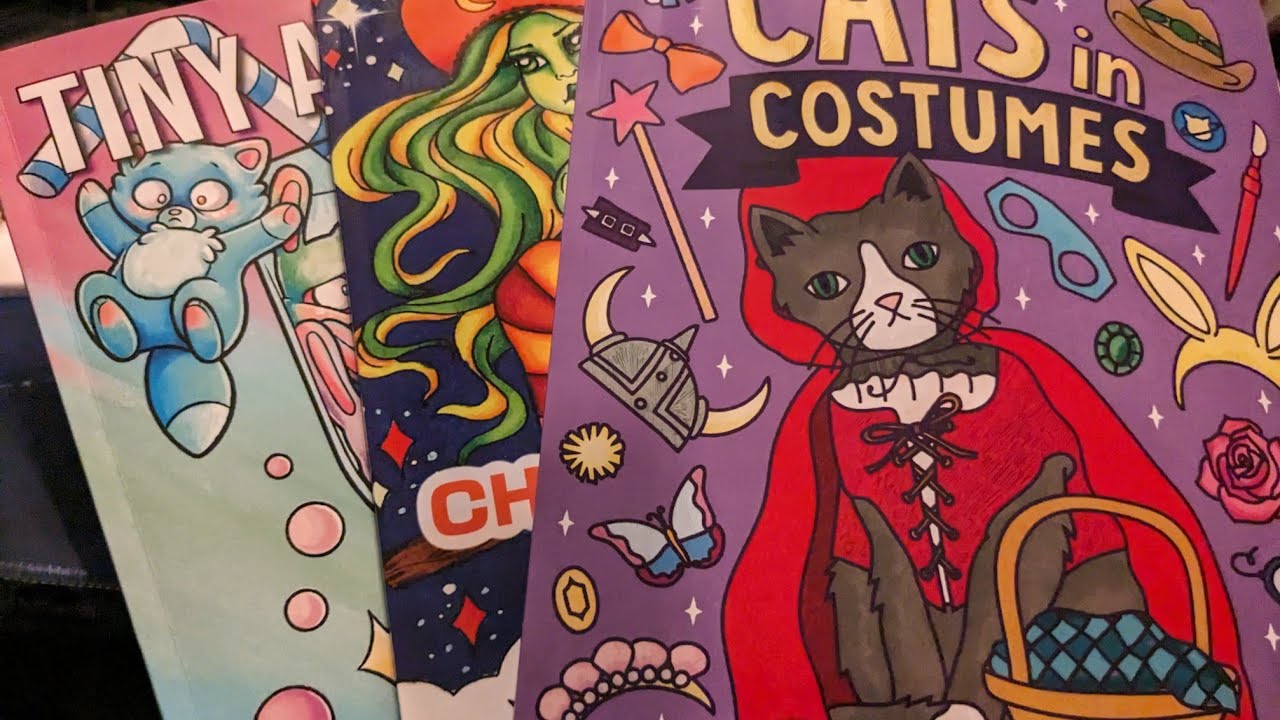 New Release Coloring Book Flips - Cats in Costumes, Chubby Witches, Tiny Animals