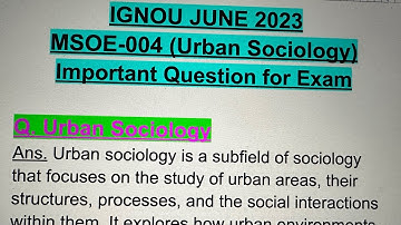 IGNOU✨MSOE-004 Important Exam Question✅💯Sociological Note on Urban Sociology #upsc #easy