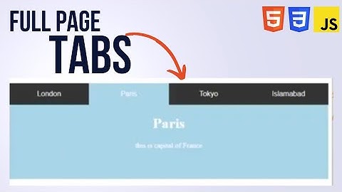 Create Full page Tabs using HTML CSS + JavaScript | W3Schools Tutorial to create Tabs in html css