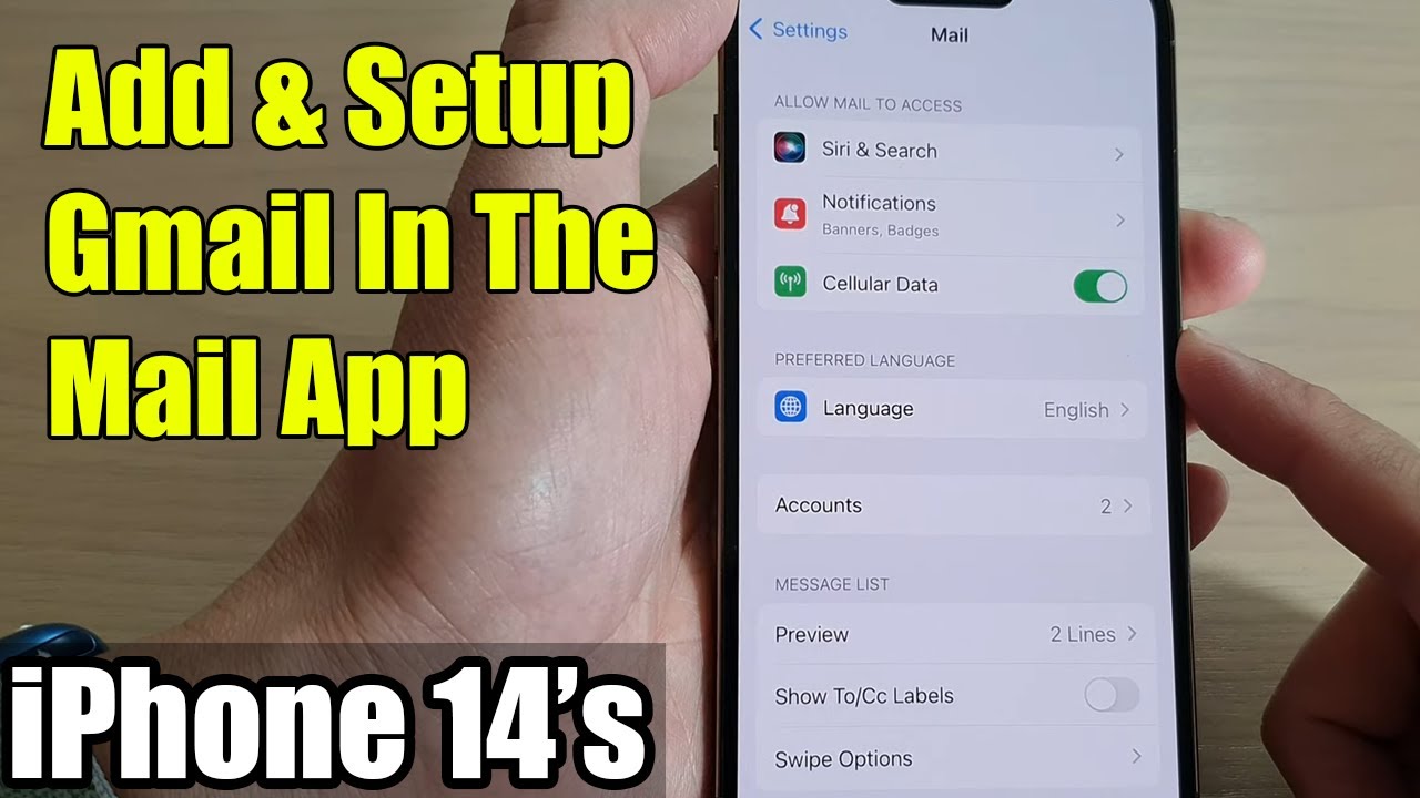 IPhone 14 s 14 Pro Max How To Add Setup Gmail In The Mail App YouTube