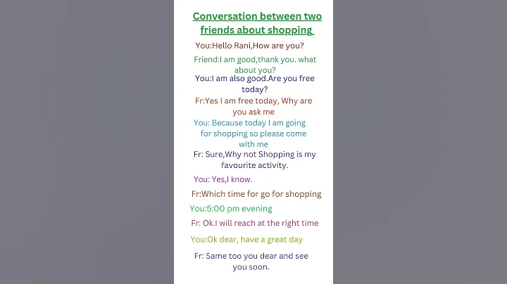 Conversation between two friends about shopping