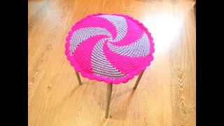 картинка: Сидушка на круглую табуретку крючком/Crochet round stool seat