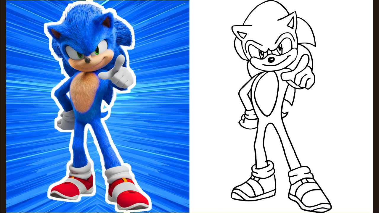 How to draw Sonic from the movie - Sketchok easy drawing guides