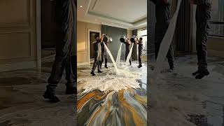 This Epoxy Floor Is Pure LUXURY 🖤✨ Deep Charcoal, Steel Grey &amp; Metallic Gold #epoxyfloor #satisfying