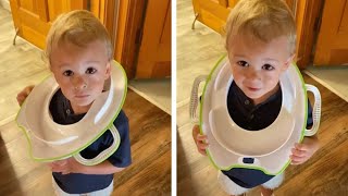 Toddler Gets Stuck In Toilet Seat