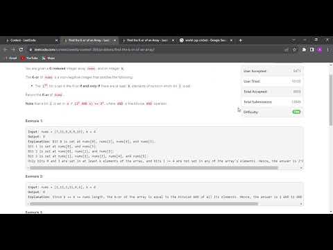 Leetcode contest-369 || Find the K or of an Array
