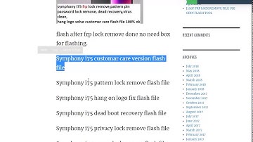 Symphony i75 Flash File FRP Remove DEAD fix Customar Care Flash file without risk