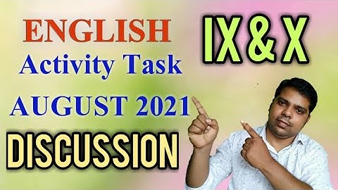 Model Activity Task IX and X August 2021 I ENGLISH I Discussion I WBBSE