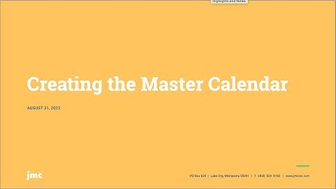 Creating the Master Calendar