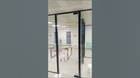Office Glass Partition With Black Accessories