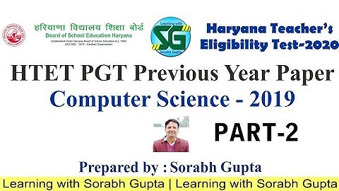 HTET PGT Computer Science Previous Year Question Paper 2019 (PART-2) Solution
