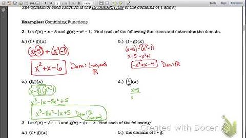 PreCalc - 1.7 Notes Part 1 - Combination of Functions