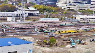 【大阪メトロ / 森之宮検車場に新駅】2023年3月13日（月）ショベルカーで古い線路を整地する！草の部分も掘り起こす。