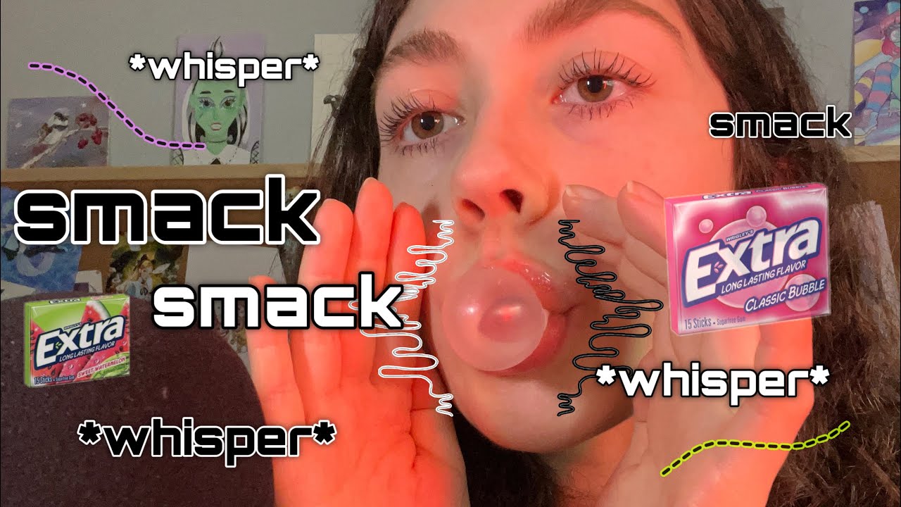 Asmr whispering you to sleep 💚 w/ gum chewing (close to camera, reading you a story)