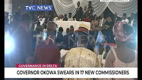 Okowa swears in 17 new Commissioners