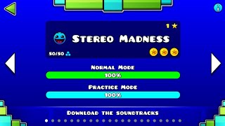 Level - 1 Stereo Madness 100% All Coins Easy By Robtop My Firts Video Geometry Dash