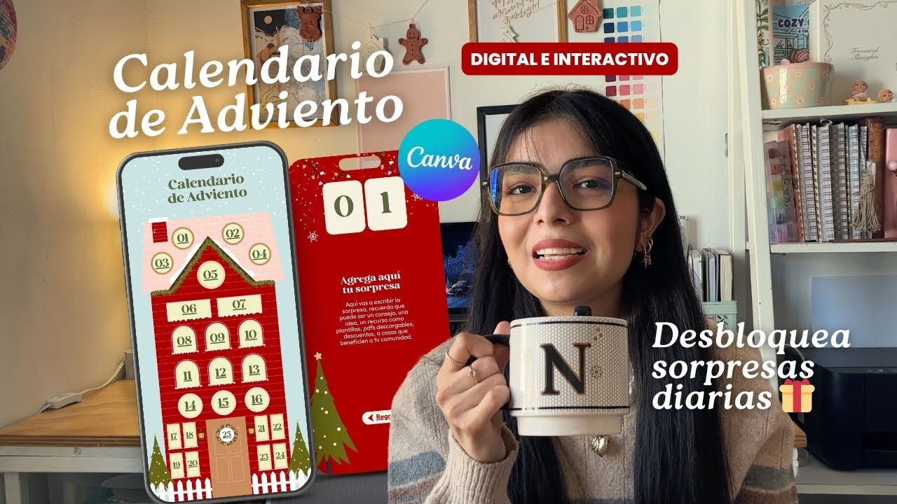 Calendario de Adviento Digital e Interactivo en Canva 🎄📅 | Sorpresas que se desbloquean día con día