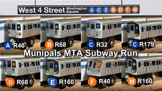 Munipals MTA R32 R40 R46 R68 R160 R179 West 4 Street Washington Square Subway Mega Run @Trainman6000