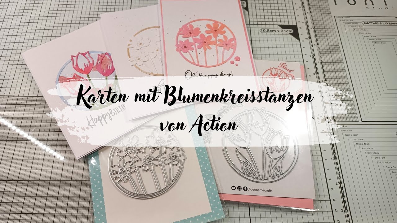 Karten mit Actionstanzen basteln - Blumenkreise