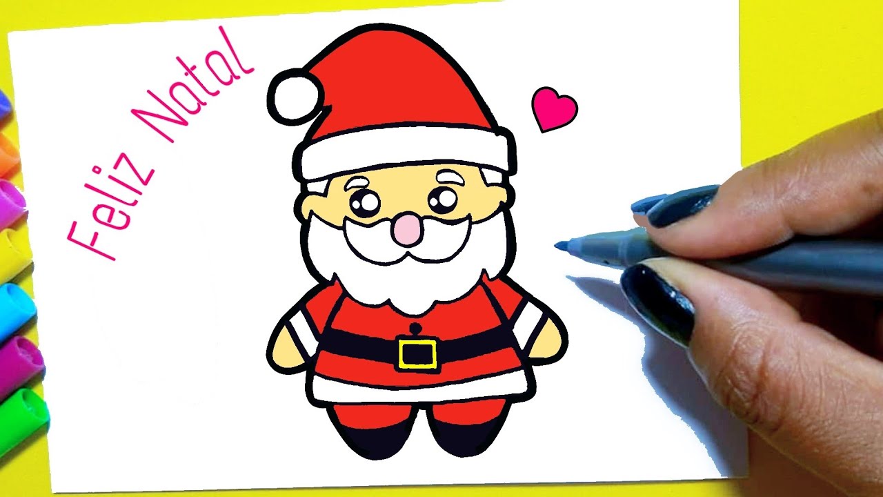 Como desenhar Papai Noel Kawaii Santa Claus fofo ❤ Desenhos de Natal -  Desenho para Desenhar 