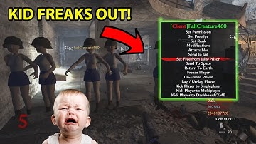 WaW Mod Menu Trolling - KID FREAKS OUT OVER MODS!