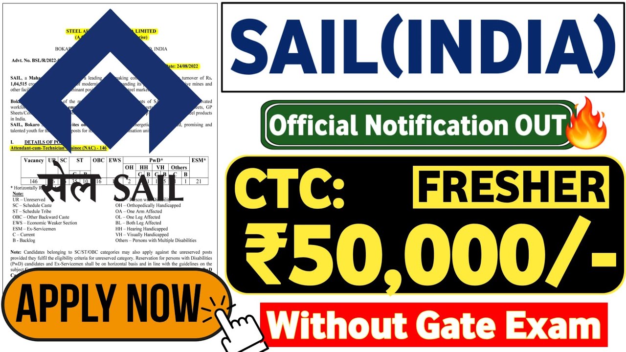 SAIL Recruitment 2022 | ITI/Diploma/BE/B.Tech| Job vacancy 2022 | SAIL Jobs 2022 | SAIL Vacancy 2022