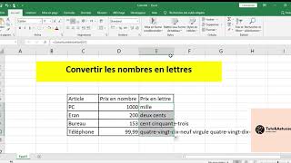 Comment convertir un chiffre en lettre dans un tableur Excel كيفية تحويل رقم إلى حرف في جدول بيانات