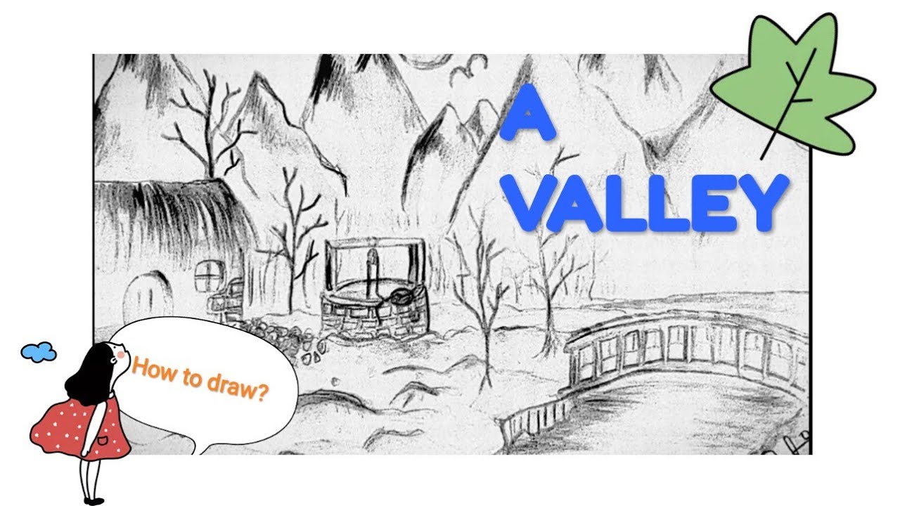 HOW TO DRAW AN EASY VALLEY | Pencil Drawing of a VALLEY -By Nada - YouTube